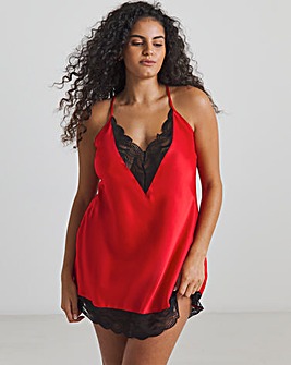 Ann Summers Adoration Satin and Lace Chemise Red/Black