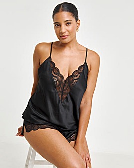 Ann Summers Adoration Satin and Lace Cami Set Black