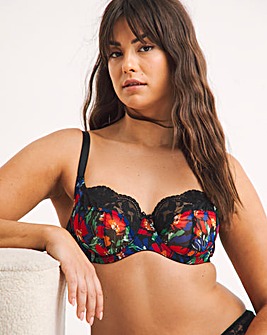 Panache Nina Balcony Wired Bra Black Floral