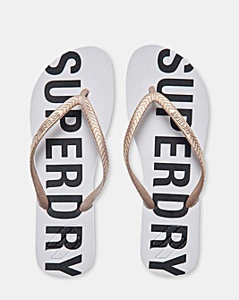 Superdry White and Rose Gold Code Essential Flip Flops D Fit