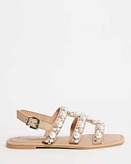 Pearl Encrusted Sandals Wide Fit
