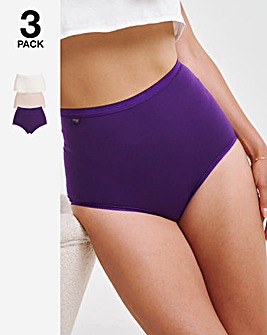 Sloggi 3Pack Cotton Basic Maxi Knickers Purple Mix