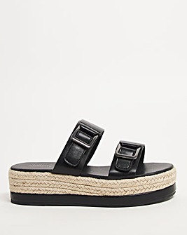 Buckle Two Strap Mule Espadrille ExWide
