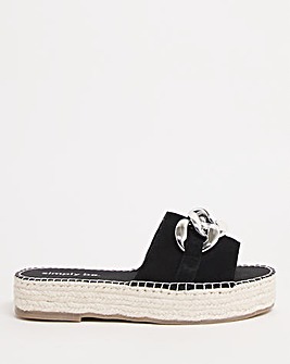 Chunky Chain Espadrille Sandals Wide