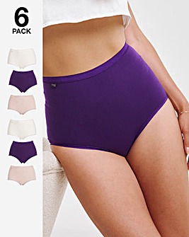 Sloggi 6Pack Cotton Basic Maxi Knickers Purple Mix