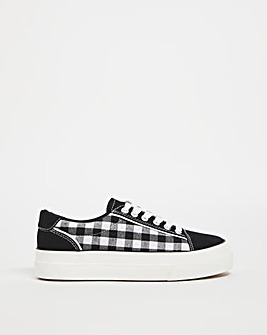 Lace Up Printed Canvas Trainer Wide Fit