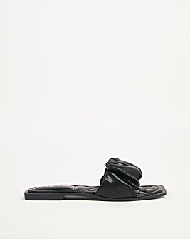 Nancy Ruched Strap Flat Mule Sandals ExWide Fit