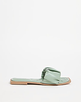 Ruched Strap Flat Mule Sandals ExWide