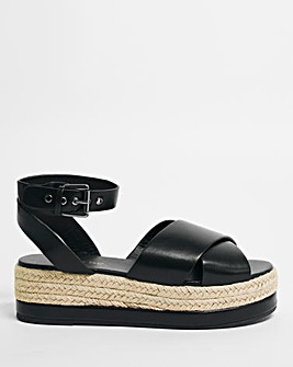Paula Crossover Strap Espadrille Wedge Sandals Wide Fit