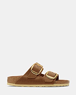 Birkenstock Arizona Oiled Cognac Leather Big Buckle Sandals - Standard Fit (D)