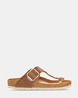 Birkenstock Gizeh Cognac Oiled Leather Big Buckle Sandals - Standard Fit (D)