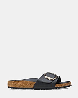Birkenstock Madrid Black Oiled Leather Big Buckle Sandals - Standard Fit (D)