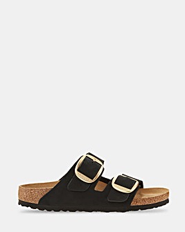 Birkenstock Arizona Black Nubuck Big Buckle Sandals - Standard Fit (D)