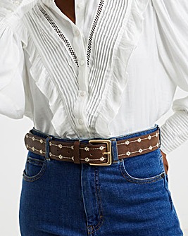 Floral Embroidered Jean Belt