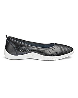 Leather Ballerina Shoes With Punch Detail Wide E Fit