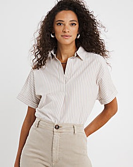 Stone Stripe Short Sleeved Oversized Shirt