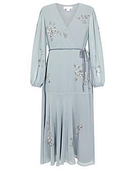 Monsoon Gracie Embroidered Wrap Dress