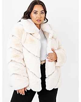 Lovedrobe Ivory Faux Fur Coat