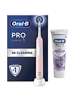 Oral-B Pro 1 3D White Pink + 3DW Luxe Paste