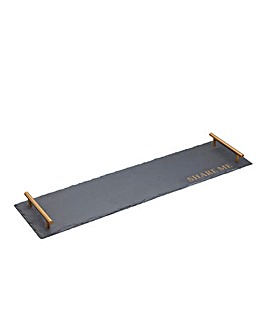 Artesa Rectangular Slate Serving Platter with Copper Handles