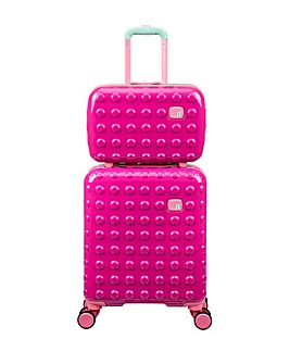 IT Luggage Bobble Bloc Raspberry Rose Kiddies 2pc Suitcase Set