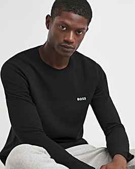 BOSS Long Sleeve Black Waffle Lounge T-Shirt