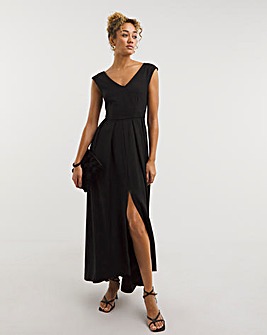 Closet London High-Low Pleated Shimmer Dress