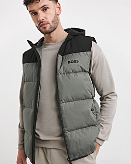 BOSS Grey Colourblock Hooded Gilet