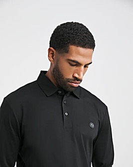 BOSS Long Sleeve Black Metal Badge Polo