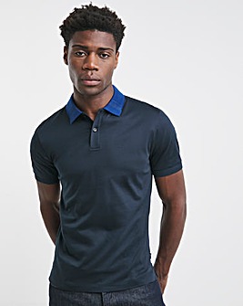 BOSS Short Sleeve Dark Blue Contrast Collar Polo