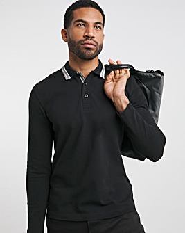 BOSS Classic Long Sleeve Charcoal Plisy Polo