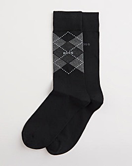 BOSS 2 Pack Black Argyle Socks