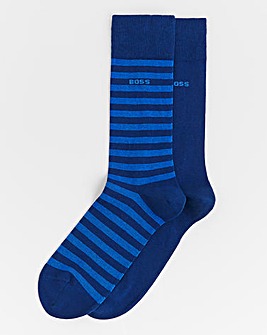 BOSS 2 Pack Blue Stripe Sock