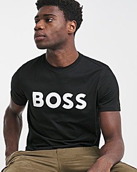 BOSS Short Sleeve Black Large Logo T-Shirt