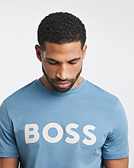 BOSS Short Sleeve Light Blue Large Logo T-Shirt