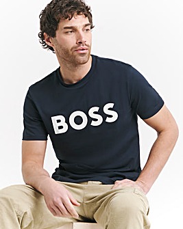 BOSS Short Sleeve Dark Blue Large Logo T-Shirt