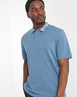 BOSS Short Sleeve Printed Collar Polo - Blue