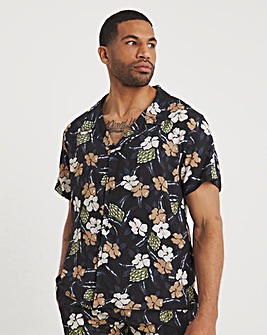 BOSS Co-Ord Printed Beach Shirt - Black Print