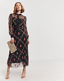 Raishma Beaded And Embroidered Flower Maxi Dress