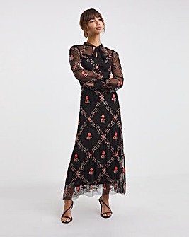 Raishma Beaded And Embroidered Flower Maxi Dress