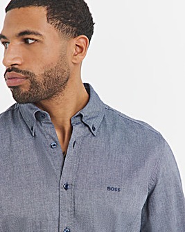 BOSS Long Sleeve Button Down Oxford Shirt - Navy