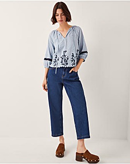 Monsoon Cara Embroidered Stripe Blouse