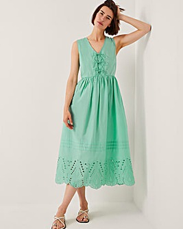 Monsoon Sadie Tie Broderie Midi Dress