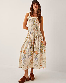 Monsoon Jesse Floral Shirred Midi Dress