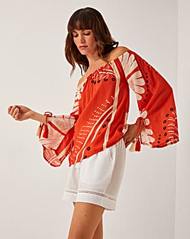 Monsoon Nara Print Bardot Top