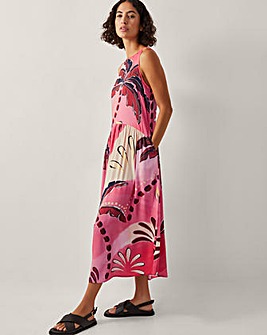 Monsoon Alex Palm Print Midi Dress