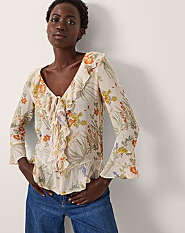 Monsoon Jesse Sheer Frill Floral Blouse