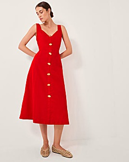 Monsoon Nell Linen Blend Midi Dress