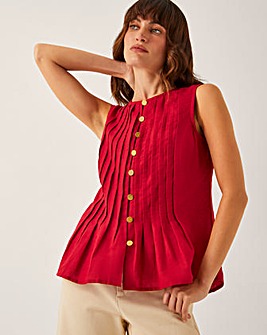 Monsoon Monica Linen Blend Pleated Top