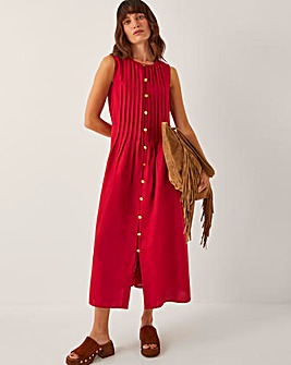 Monsoon Monica Linen Pleated Midi Dress